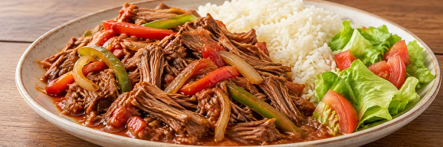Foto de Carne louca com pimentões, arroz e salada