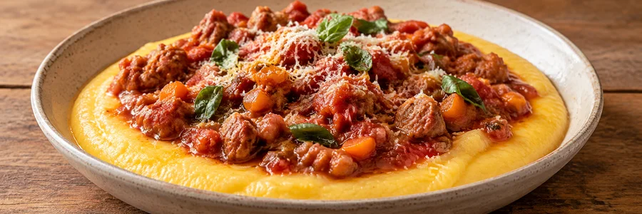 Foto de Polenta cremosa com ragu de linguiça