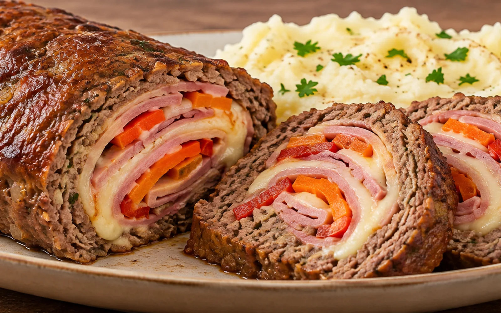 Foto de Rocambole de carne moída com purê de batata