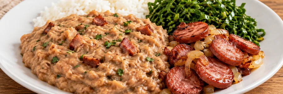 Foto de Tutu de feijão com linguiça, couve e arroz